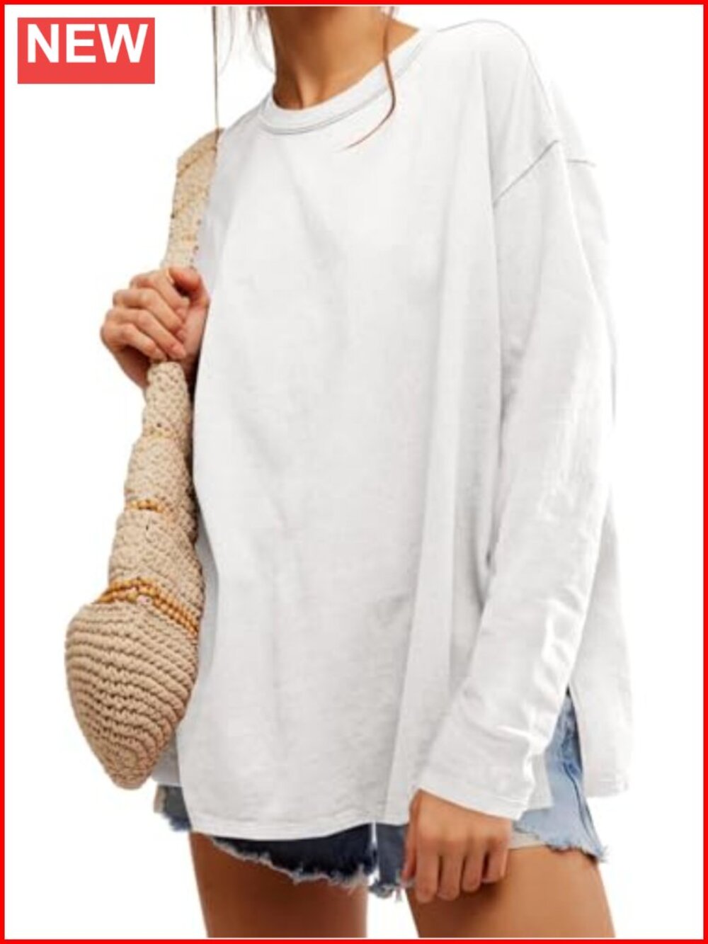 Oversized Long Sleeve T-Shirts for Women | Basic Crew Neck Tee | Loose Fit with